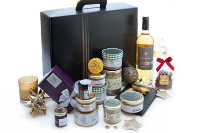 Super PROMOTIONS Panier GOURMAND foie gras Coffrets cadeaux noel ▷